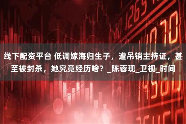 线下配资平台 低调嫁海归生子，遭吊销主持证，甚至被封杀，她究竟经历啥？_陈蓉现_卫视_时间